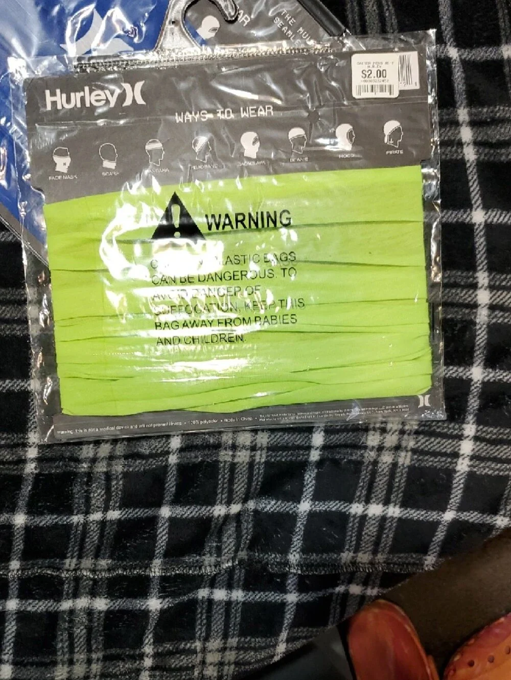 Hurley Seamless Neck Gaiters - Blue & Lime Green